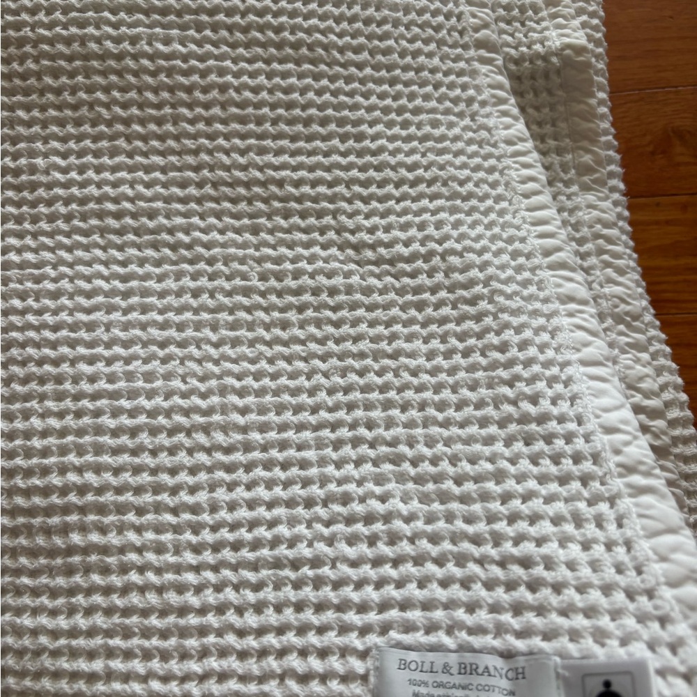 Boll & Branch Textured White Blanket - Picture 3 of 3